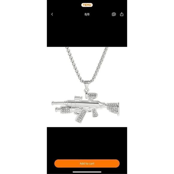 Unisex 1pc  silver Cuban Rap Trend Necklace - Picture 1 of 3